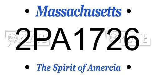 2PA1726 Massachusetts License Plate