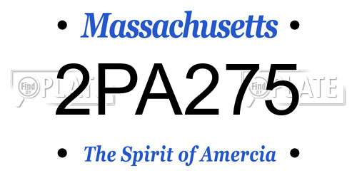 2PA275 Massachusetts License Plate