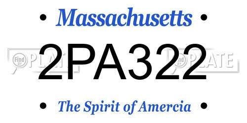 2PA322 Massachusetts License Plate
