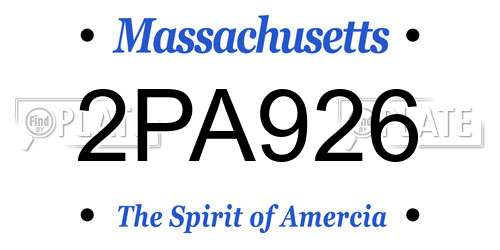 2PA926 Massachusetts License Plate