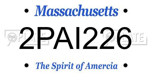 2PAI226 Massachusetts License Plate