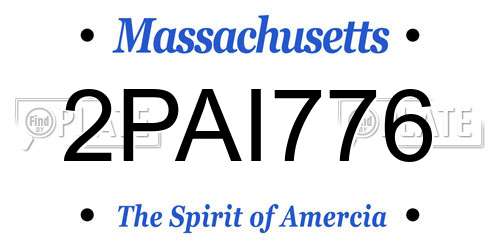 2PAI776 Massachusetts License Plate