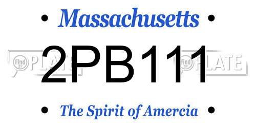 2PB111 Massachusetts License Plate