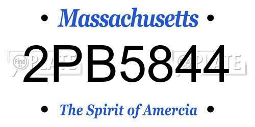 2PB5844 Massachusetts License Plate