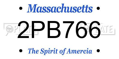 2PB766 Massachusetts License Plate