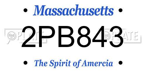 2PB843 Massachusetts License Plate