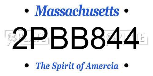 2PBB844 Massachusetts License Plate