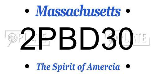 2PBD30 Massachusetts License Plate