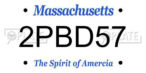2PBD57 Massachusetts License Plate