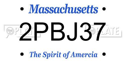 2PBJ37 Massachusetts License Plate