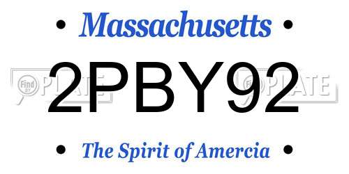 2PBY92 Massachusetts License Plate