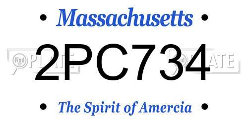 2PC734 Massachusetts License Plate