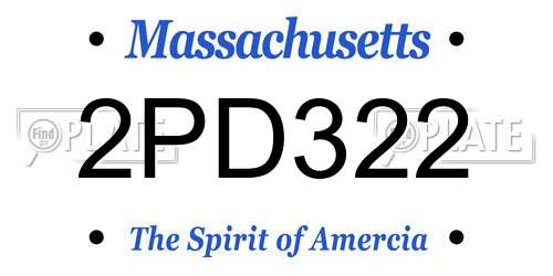 2PD322 Massachusetts License Plate