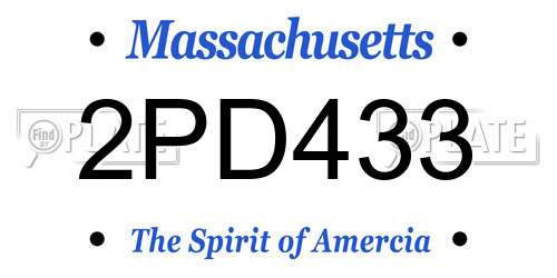 2PD433 Massachusetts License Plate