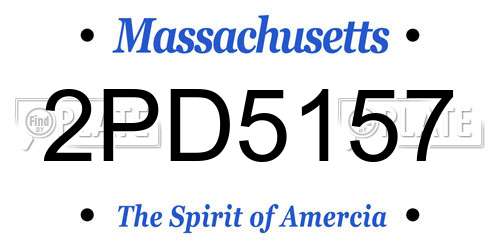 2PD5157 Massachusetts License Plate