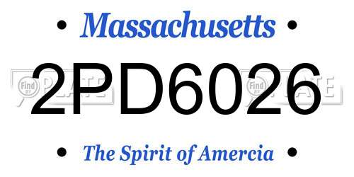 2PD6026 Massachusetts License Plate