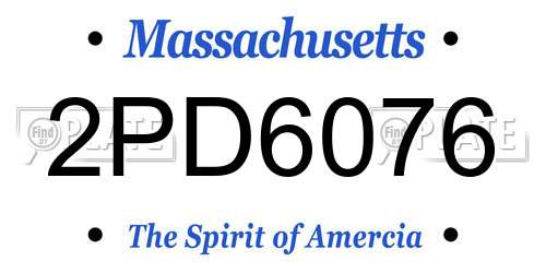 2PD6076 Massachusetts License Plate