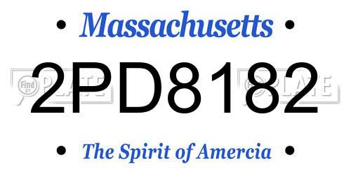 2PD8182 Massachusetts License Plate
