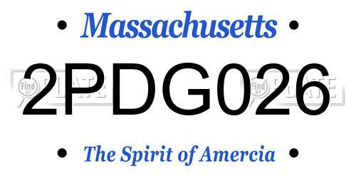 2PDG026 Massachusetts License Plate
