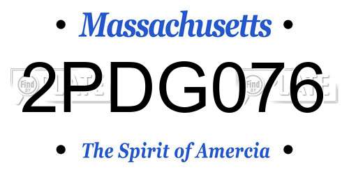 2PDG076 Massachusetts License Plate