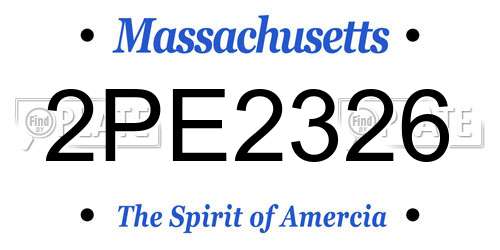 2PE2326 Massachusetts License Plate