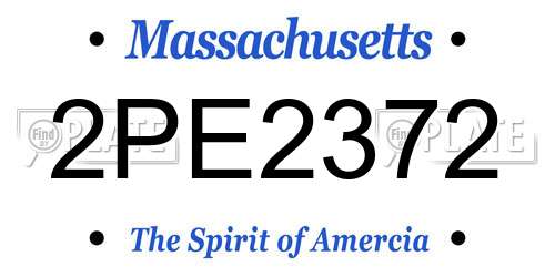 2PE2372 Massachusetts License Plate