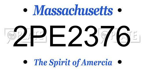 2PE2376 Massachusetts License Plate
