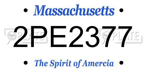 2PE2377 Massachusetts License Plate