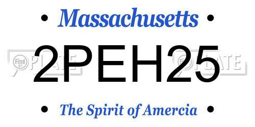 2PEH25 Massachusetts License Plate
