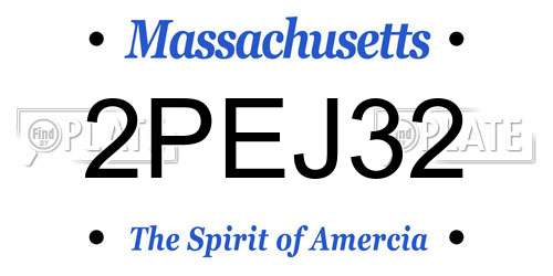 2PEJ32 Massachusetts License Plate
