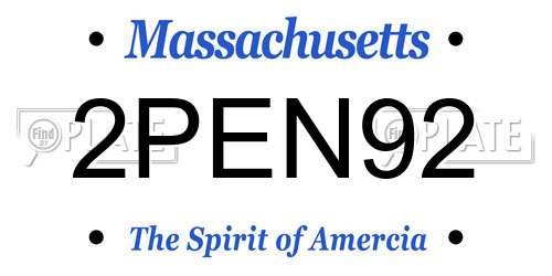2PEN92 Massachusetts License Plate