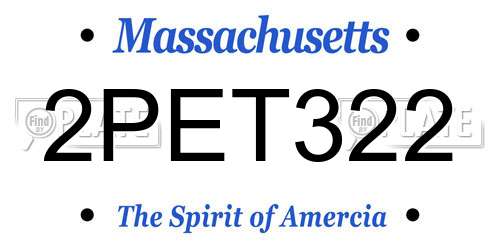 2PET322 Massachusetts License Plate
