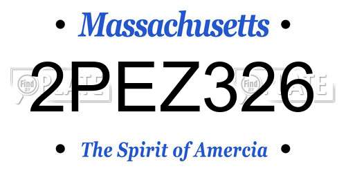 2PEZ326 Massachusetts License Plate