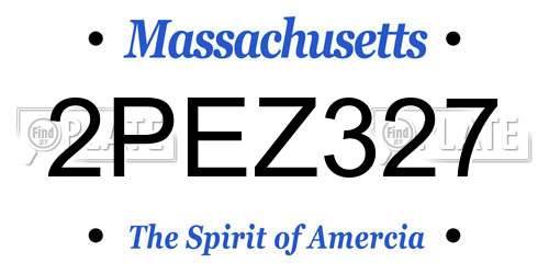 2PEZ327 Massachusetts License Plate