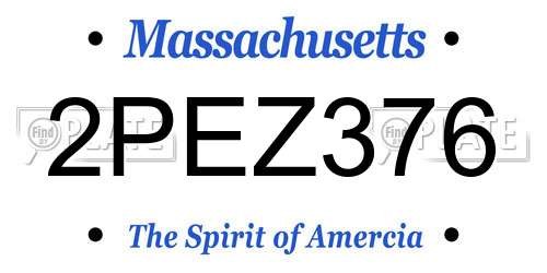 2PEZ376 Massachusetts License Plate