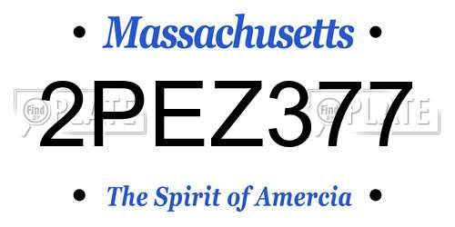 2PEZ377 Massachusetts License Plate