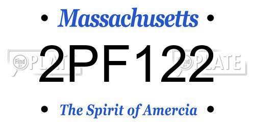 2PF122 Massachusetts License Plate