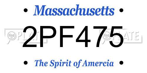 2PF475 Massachusetts License Plate