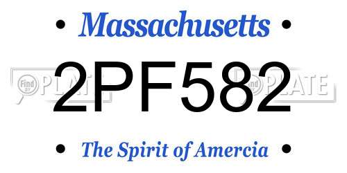 2PF582 Massachusetts License Plate
