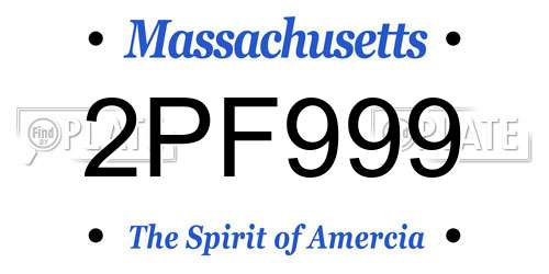 2PF999 Massachusetts License Plate
