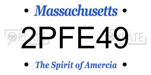 2PFE49 Massachusetts License Plate