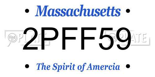 2PFF59 Massachusetts License Plate