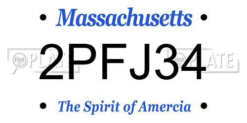 2PFJ34 Massachusetts License Plate