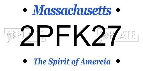 2PFK27 Massachusetts License Plate