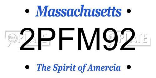 2PFM92 Massachusetts License Plate