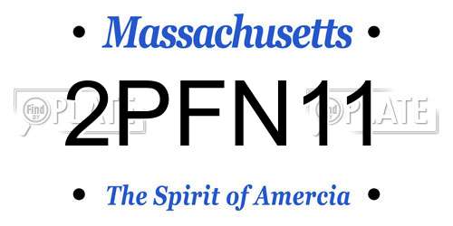 2PFN11 Massachusetts License Plate