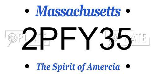 2PFY35 Massachusetts License Plate