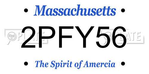 2PFY56 Massachusetts License Plate