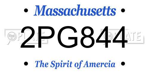2PG844 Massachusetts License Plate