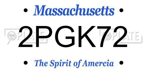 2PGK72 Massachusetts License Plate